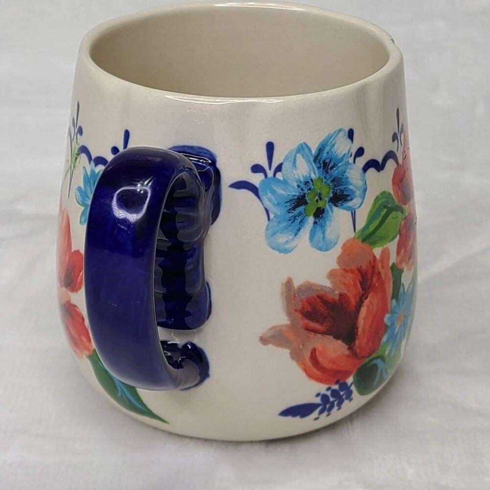 Pioneer Woman Spring Bouquet Floral Stoneware Mug Cup Cobalt Blue Handle 19oz - Picture 3 of 8